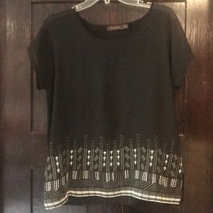 Black mixed media top